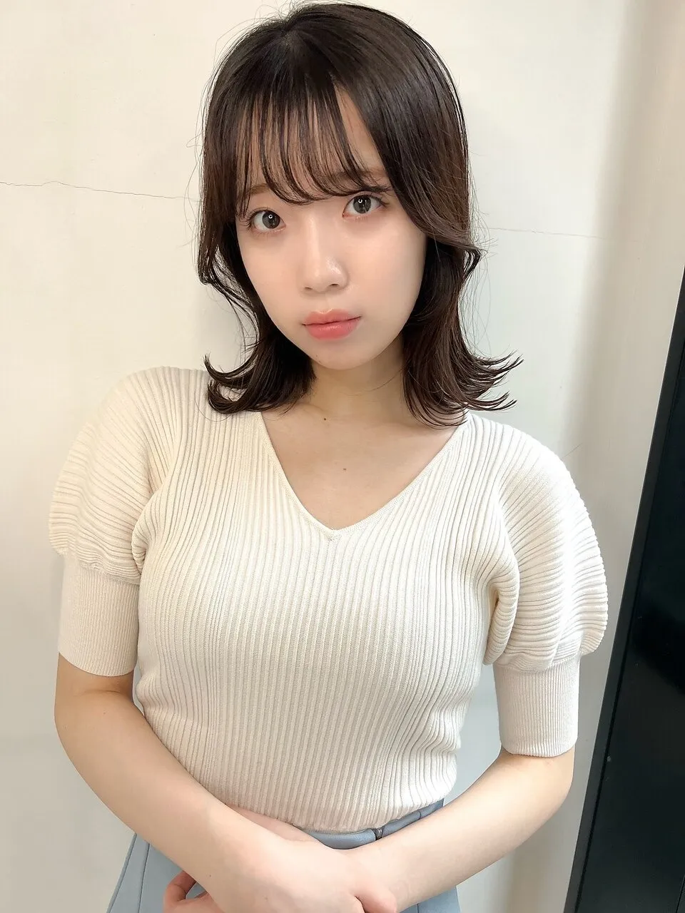 ミディアムヨシンモリ / 20代30代40代 / シースルーバンググレージュ