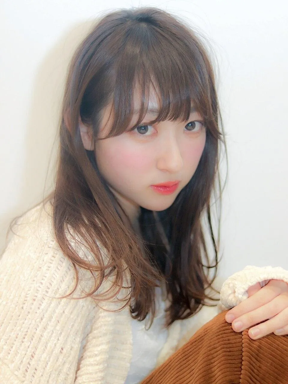 ニュアンス巻きセミディ20代30代40代ナチュラルベージュ